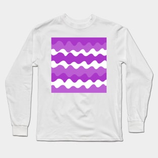 Purple and white horizontal waves pattern Long Sleeve T-Shirt